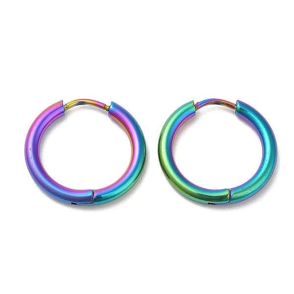 

PandaHall Ion Plating(IP) Titanium Alloy Huggie Hoop Earrings for Women, Rainbow Color, 10 Gauge, 19x2.5mm Alloy