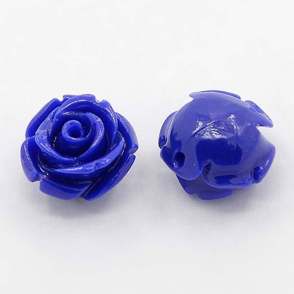 

PandaHall Synthetic Coral 3D Flower Rose Beads, Dyed, Blue, 14~15x9mm, Hole: 1.5mm Synthetic Coral Flower Blue