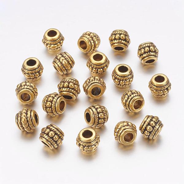 

PandaHall Tibetan Silver Beads, Cadmium Free & Nickel Free & Lead Free, Barrel, Antique Golden, 8x6.5mm, Hole: 3.5mm Alloy Barrel
