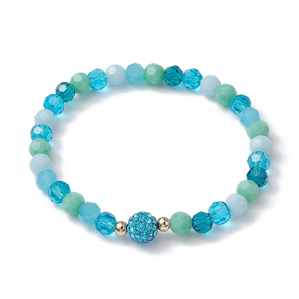 

PandaHall Glass Faceted Round Beaded Stretch Bracelets, Turquoise, Inner Diameter: 2 inch(5.2cm) Glass Round Green