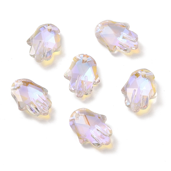 

PandaHall Electroplate Transparent Glass Pendants, Back Plated, Faceted, Hamsa Hand Charms, Clear, 17.5x13.5x5.5mm, Hole: 1.6mm Glass Hamsa...