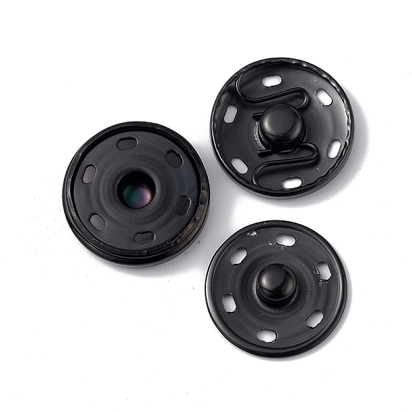 

PandaHall 202 Stainless Steel Snap Buttons, Garment Buttons, Sewing Accessories, Electrophoresis Black, 23x6mm Stainless Steel Flat Round