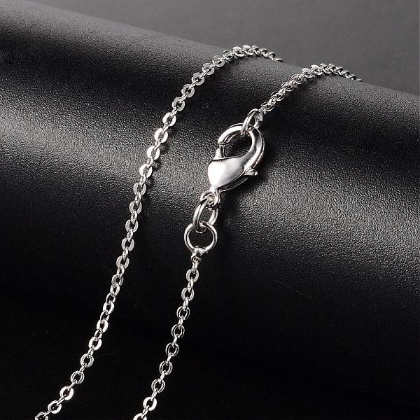 

PandaHall Brass Necklaces, Cable Chain, with Lobster Clasp, Platinum, 17.72 inch, 1.5mm Brass