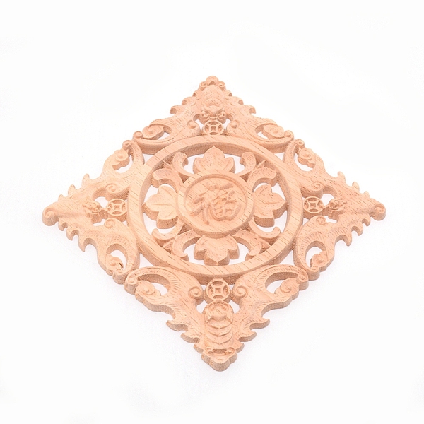 

PandaHall Natural Solid Wood Carved Onlay Applique Craft, Unpainted Onlay Furniture Home Decoration, Square, BurlyWood, 142x142x8mm Wood..., Orange