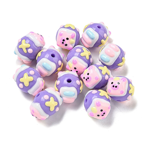 

PandaHall Hand Painted Acrylic with Enamel Beads, Cartoon, Pink, 15x17~18.5x18~20.5mm, Hole: 2.7mm Acrylic Others Pink