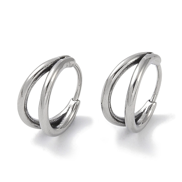 

PandaHall 316 Surgical Stainless Steel Hoop Earrings, Ring, Antique Silver, 14.5x7mm 316 Surgical Stainless Steel Ring