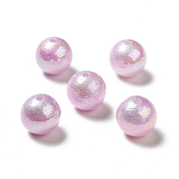 

PandaHall UV Plating Opaque Rainbow Iridescent Acrylic Beads, Textured Round, Plum, 15~16x15mm, Hole: 2mm Acrylic Round Purple