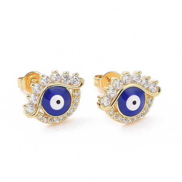 

PandaHall Enamel Evil Eye Stud Earrings with Clear Cubic Zirconia, Brass Jewelry for Women, Golden, 10.5x13.5mm, Pin: 0.6mm Cubic Zirconia...