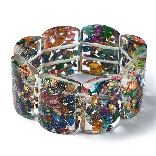 

PandaHall Dyed Natural Imperial Jasper & Synthetic Opal Stretch Bracelets, Epoxy Resin Domino Bracelets for Women, Colorful, Inner Diameter...