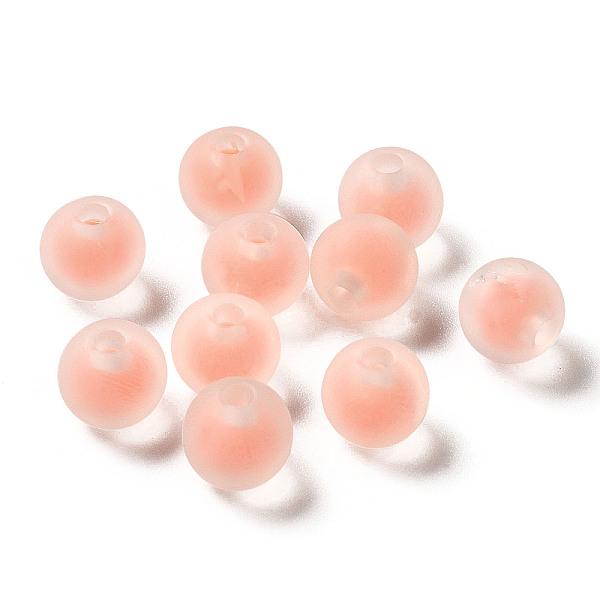 

PandaHall Transparent Acrylic Beads, Frosted, Bead in Bead, Round, Light Salmon, 8x7mm, Hole: 2mm, about: 1724pcs/500g Acrylic Round
