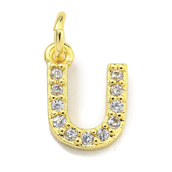 

PandaHall Letter Brass Micro Pave Clear Cubic Zirconia Pendants, Jump Ring, Real 18K Gold Plated, Letter U, 9.5x7.8x1.8mm, Jump Ring...