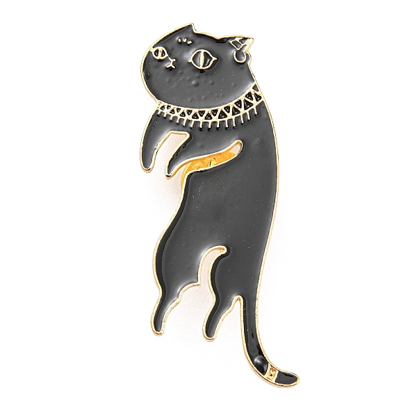 

PandaHall Cat Shape Enamel Pins, Light Gold Alloy Brooch for Backpack Clothes, Black, 57x23x2mm Alloy+Enamel Cat Shape Black