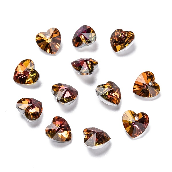 

PandaHall Electroplate Glass Charms, Faceted, Heart, Copper, 10x10x5mm, Hole: 1mm Glass Heart Gold