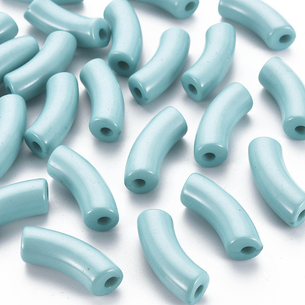 

PandaHall Opaque Acrylic Beads, Curved Tube, Turquoise, 36x13.5x11.5mm, Hole: 4mm, about 148pcs/500g Acrylic Tube Green