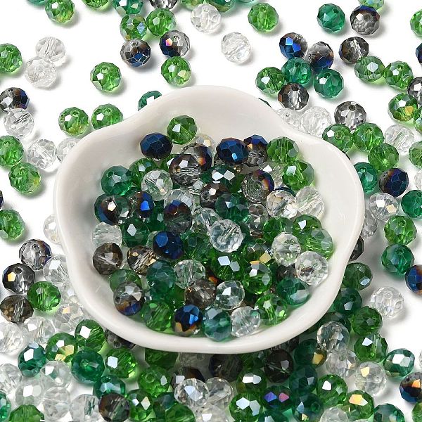 

PandaHall Glass Beads, Faceted, Rondelle, Dark Green, 8x6mm, Hole: 1mm, about 1210pcs/500g Glass Rondelle