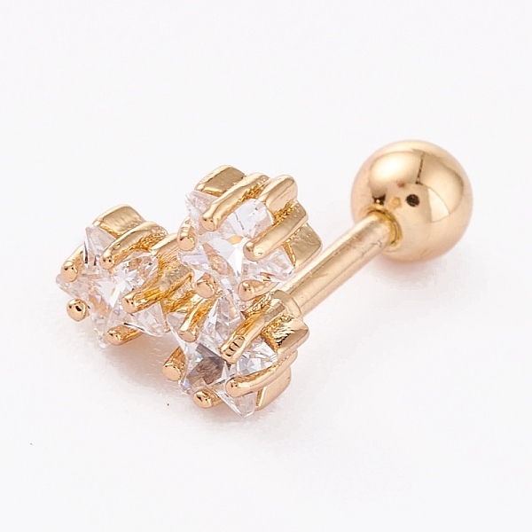 

PandaHall Brass Micro Pave Clear Cubic Zirconia Barbell Cartilage Earrings, with 304 Stainless Steel Pins, Heart, Golden, 14x10mm, Pin: 1mm...