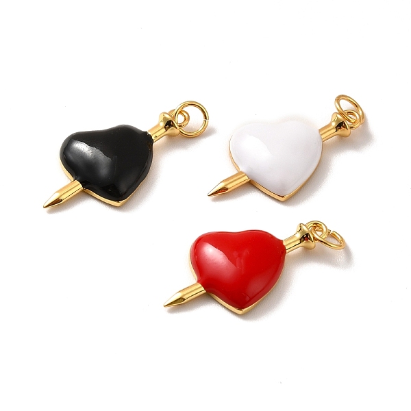 

PandaHall Rack Plating Brass Enamel Pendants, Cadmium Free & Lead Free & Nickle Free, with Jump Ring, Real 18K Gold Plated, An Arrow Through..., Multicolor