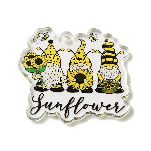 

PandaHall Acrylic Pendants, Double-Sided Printed, Bees, 34x39x3mm, Hole: 2mm Acrylic Bees Gold