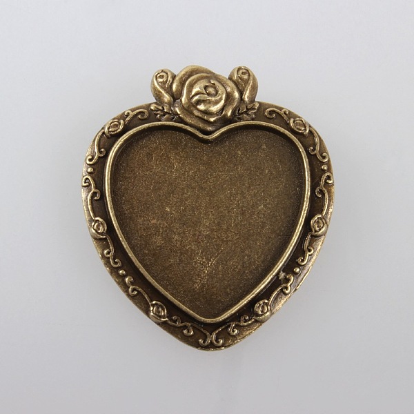 

PandaHall Valentines Gifts Ideas Alloy Carved Rose Pendant Cabochon Bezel Settings, Cadmium Free & Nickel Free & Lead Free, Antique Bronze...