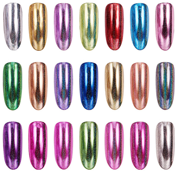 

PandaHall Chrome Nail Powder, Laser Mirror Holographic Pigment Powder, with One Brush, for Woman Girls Manicure Nail Art Decoration, Mixed..., Multicolor