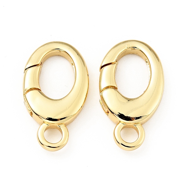 

PandaHall Brass Spring Gate Rings, Oval, Cadmium Free & Lead Free, Real 18K Gold Plated, 19.5x11x3.5mm, Hole: 3mm Brass