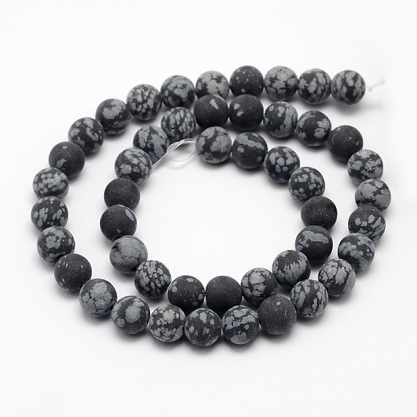 

PandaHall Natural Snowflake Obsidian Beads Strands, Frosted, Round, 8mm, Hole: 1mm, about 48pcs/strand, 15.1 inch Snowflake Obsidian Round..., Black