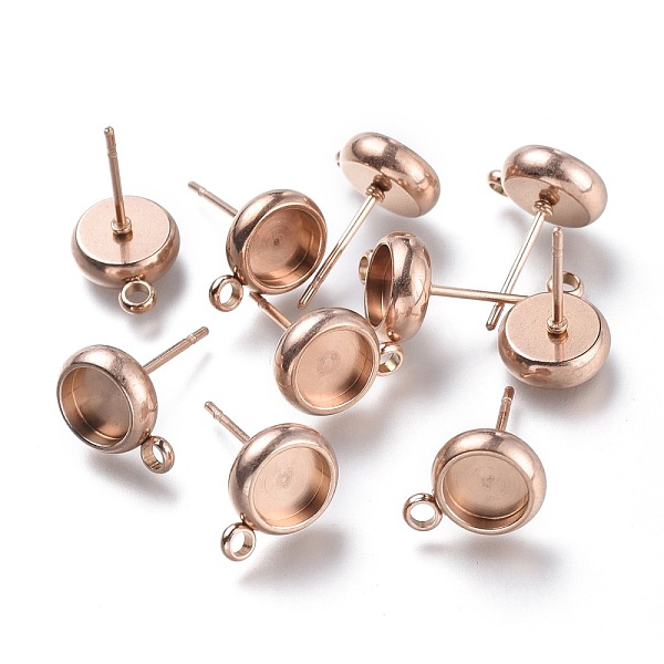 

PandaHall Ion Plating(IP) 304 Stainless Steel Stud Earring Settings, with Loop, Flat Round, Rose Gold, Flat Round: 11x8.3mm, Hole: 1.6mm...