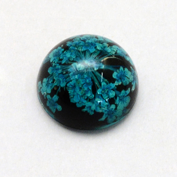 

PandaHall Resin Cabochons, Dome, Half Round, with Dried Flower inside, Teal, 11.5~12x6~6.5mm Resin Half Round Cyan