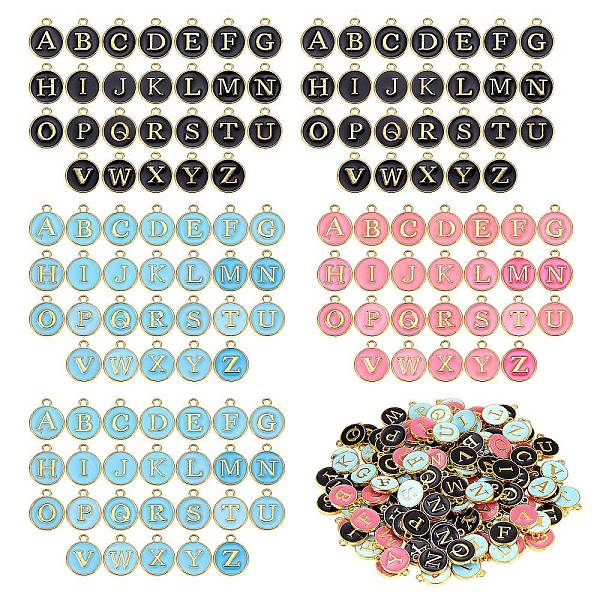 

PandaHall Golden Plated Alloy Enamel Charms, Enamelled Sequins, Flat Round with Alphabet, Letter A~Z, Mixed Color, 14x12x2mm, Hole: 1.5mm..., Multicolor