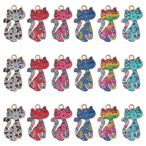 

PandaHall 30Pcs 6 Styles Printed Alloy Pendants, Lead Free & Cadmium Free & Nickel Free, Cat Charm, Golden, Mixed Color, 26x17x2mm, Hole..., Multicolor