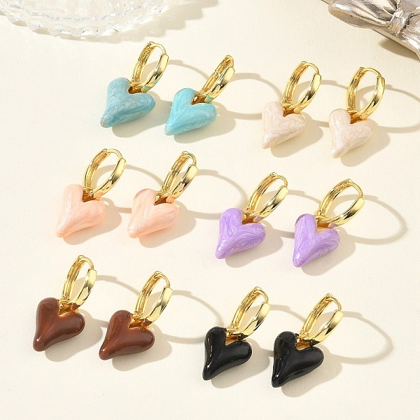 真鍮エナメル製ダングルフープピアス（女性用）