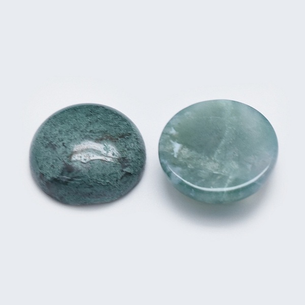

PandaHall Natural Moss Agate Cabochons, Half Round, 19.5~20x6~7mm Moss Agate Half Round