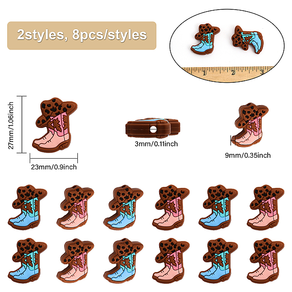 

PandaHall CHGCRAFT 16Pcs 2 Colors Silicone Beads, DIY Nursing Necklaces and Bracelets Making, Chewing Pendants For Teethers, Western Boots..., Multicolor