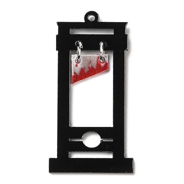 

PandaHall Halloween Acrylic Pendants, with Iron Ring, Rectangle, Black, 45x23x1.5mm, Hole: 1.4mm Iron+Acrylic Rectangle Black