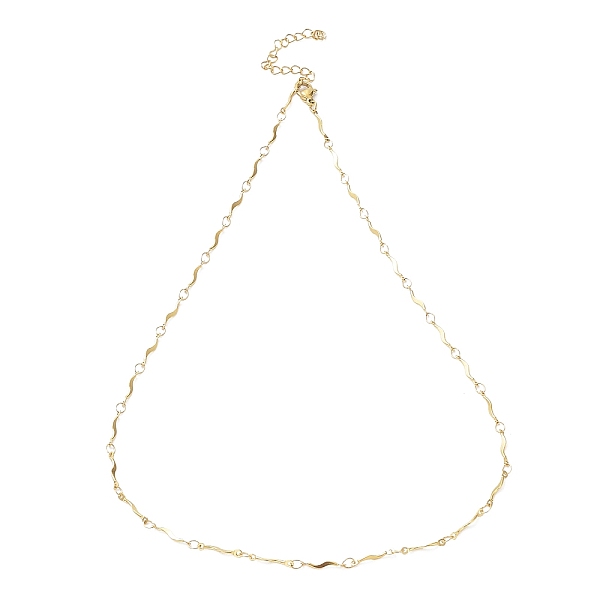 

PandaHall Ion Plating(IP) 304 Stainless Steel Wave Bar Link Chain Necklaces, Golden, 17.44 inch(44.3cm) 304 Stainless Steel