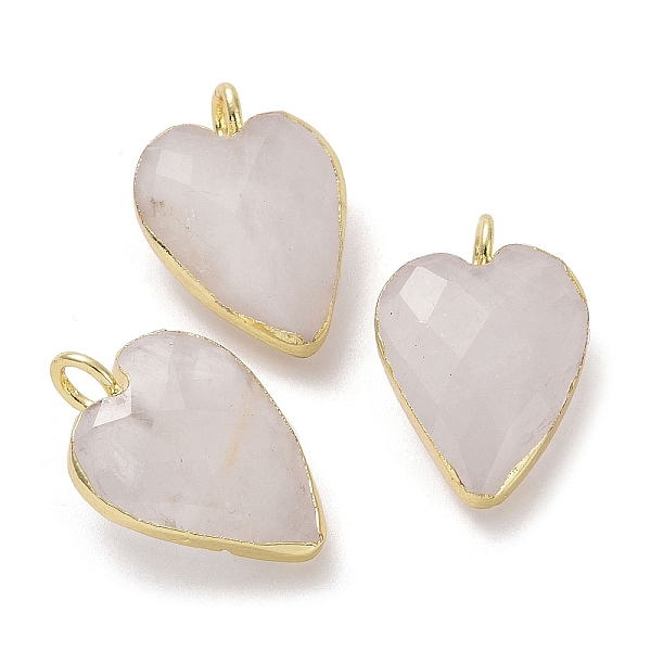 

PandaHall Natural Quartz Crystal Pendants, Rock Crystal Pendants, Faceted Heart Charms, with Golden Plated Brass Edge Loops, 18x12x6mm, Hole...