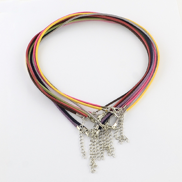 Изготовление ожерелья из искусственной замши диаметром 2 мм с железными цепями и застежками в виде когтей лобстера