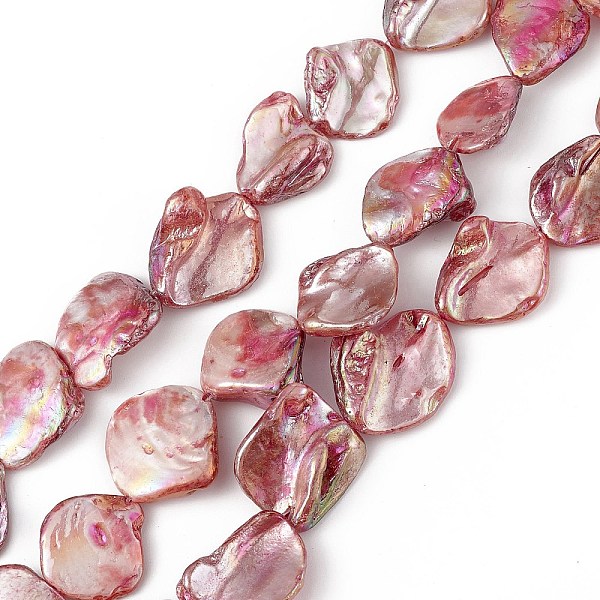 

PandaHall AB Color Plated Natural Freshwater Shell Beads Strands, Dyed, Rhombus, Cerise, 16.5~22x15~25x3~13mm, Hole: 1mm, about..., Red