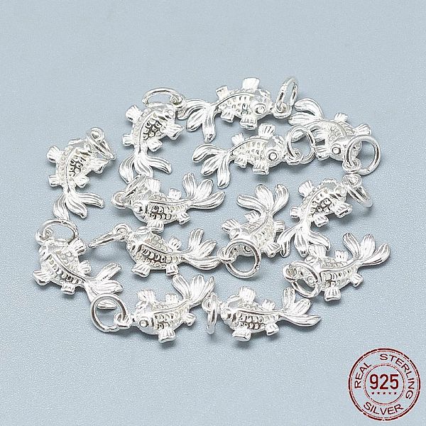

PandaHall 925 Sterling Silver Pendants, with Jump Ring, Fish, Silver, 16.5x9.5x3.5mm, Hole: 4mm Sterling Silver Fish
