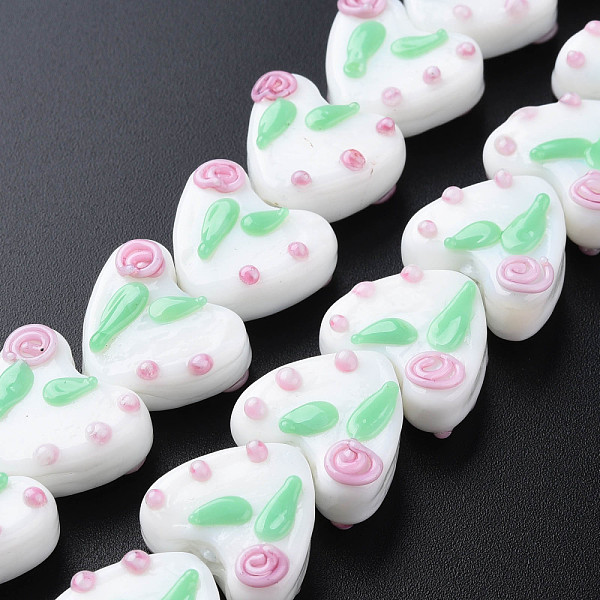

PandaHall Opaque Handmade Bumpy Lampwork Beads Strands, Heart, White, 14.5x16x7.5~10.5mm, Hole: 2mm, about 35pcs/strand, 17.52 inch(44.5cm)...