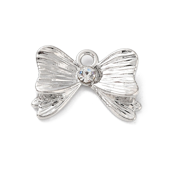 

PandaHall Alloy Rhinestone Pendants, Bowknot Charms, Platinum, 13.5x19.5x3mm, Hole: 2mm Alloy+Rhinestone Bowknot Clear
