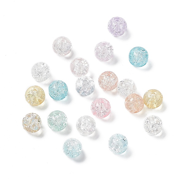 

PandaHall Transparent Crackle Glass Beads, Round, Mixed Color, 8x7.5mm, Hole: 1.6mm, about 1515pcs/1000g Glass Round Multicolor