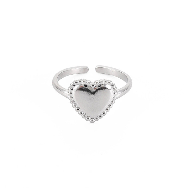 

PandaHall 304 Stainless Steel Heart Open Cuff Ring for Women, Stainless Steel Color, US Size 9 1/4(19.1mm) 304 Stainless Steel