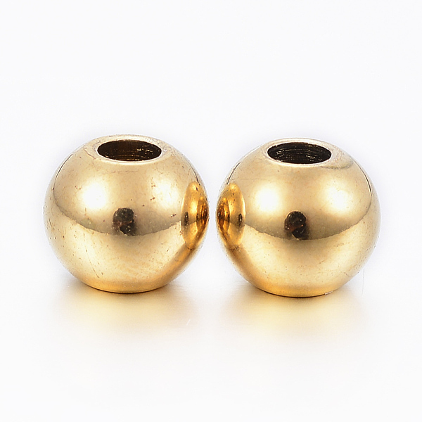 

PandaHall 304 Stainless Steel Beads, Round, Real 18K Gold Plated, 8x6.5mm, Hole: 3mm 304 Stainless Steel Round