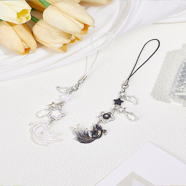 金魚＆星樹脂＆合金携帯ストラップ 2色2個-image-AJEW-LP0004-39-jp