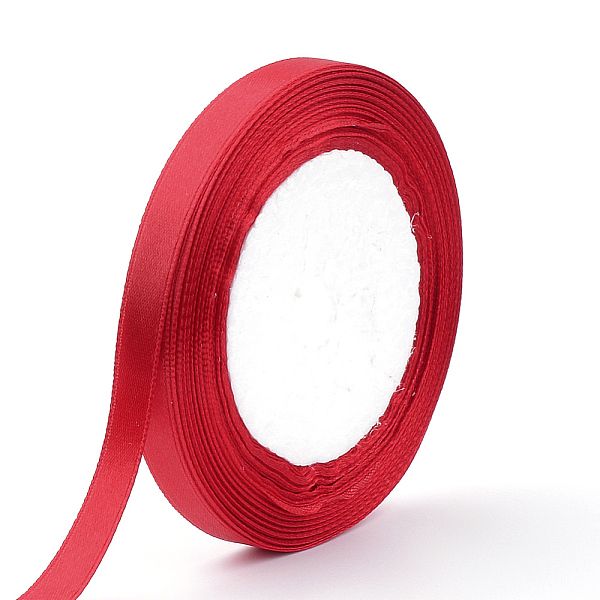 

PandaHall High Dense Single Face Satin Ribbon, Polyester Ribbon, Christmas Ribbon, Red, 1/4 inch(6~7mm), about 25yards/roll, 10rolls/group...