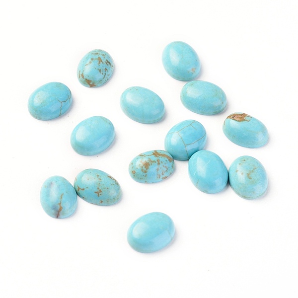 

PandaHall Natural Magnesite Cabochons, Dyed, Oval, Deep Sky Blue, 10x8x4mm Magnesite Oval Blue