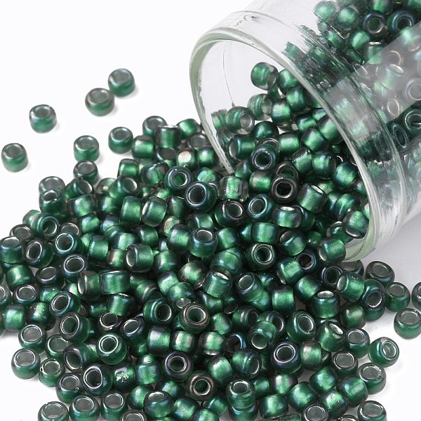

PandaHall TOHO Round Seed Beads, Japanese Seed Beads, (270F) Matte Teal Lined Crystal, 8/0, 3mm, Hole: 1mm, about 222pcs/bottle, 10g/bottle..., Cyan