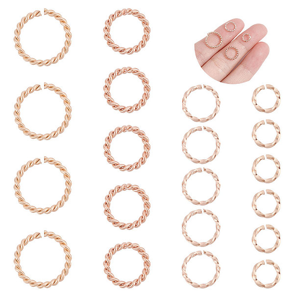 

PandaHall UNICRAFTALE About 60Pcs 4 Sizes Stainless Steel Jump Rings Rose Gold Open Jump Rings Textured Metal Jump Rings Open Connector...