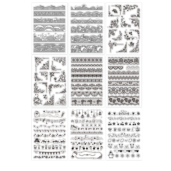 

PandaHall Globleland 9 Sheets 9 Styles PVC Plastic Stamps, for DIY Scrapbooking, Photo Album Decorative, Cards Making, Stamp Sheets, Mixed...